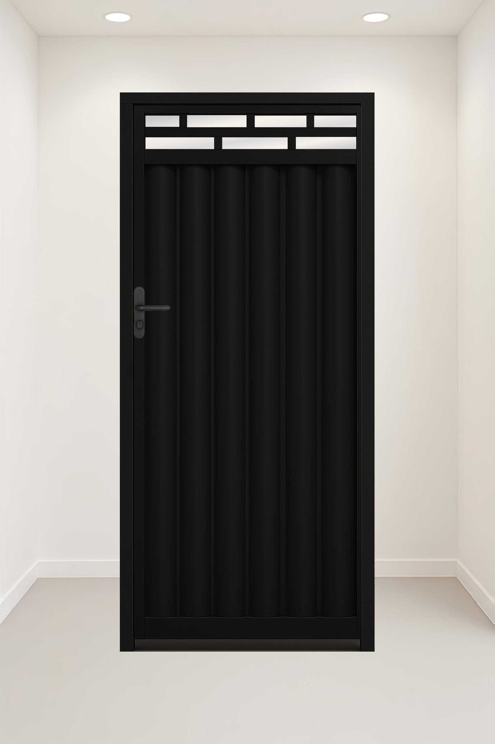 portão preto de aço galvanizado Tijolinho