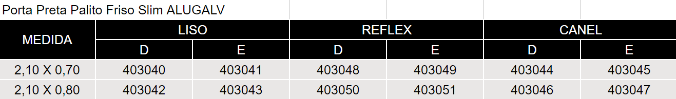 Porta Preta Palito Friso Slim ALUGALV